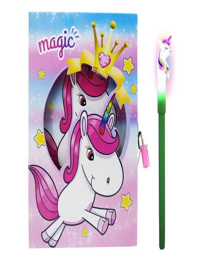 Asera مجموعة أسيرا المكونة من دفتر يوميات بقفل مغناطيسي على شكل وحيد القرن وقلم إضاءة على شكل وحيد القرن، هدية مثالية للأطفال في أعياد الميلاد والمناسبات الخاصة. - Image 1